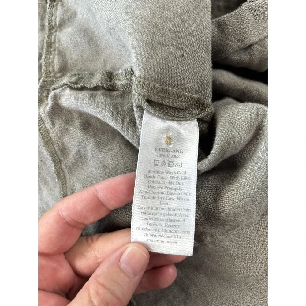 Everlane Linen Picnic Jumpsuit Size 6 Green Sleeveless Wide Leg *Flaws